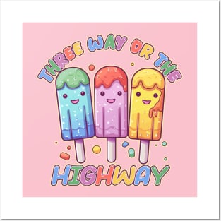 A Threeway or the Highway Kawaii Popsicles Posters and Art